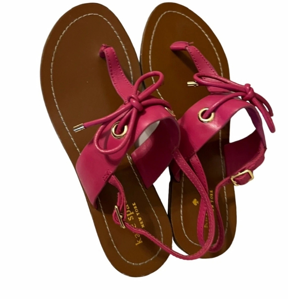 Kate Spade Pink Leather Bow Buckle Sandals